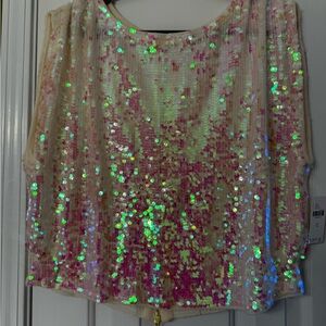 Anthropologie Iridescent Sequin Blouse